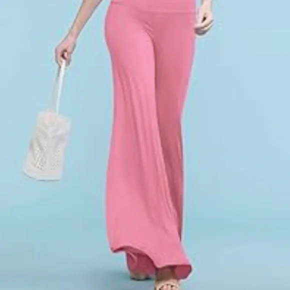 Made by Johnny Women's Solid Casual Comfy Stretchy Wide Leg Palazzo Lounge Pants - Picture 4 of 8